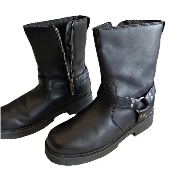 Vtg 90s Harley Davidson Tall Leather Lace-Up Buckles Biker Moto Boots 9.5M USA Harley-Davidson Men main image 2